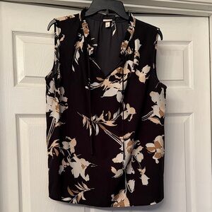 Merona Floral Sleeveless Blouse - Black and Cream